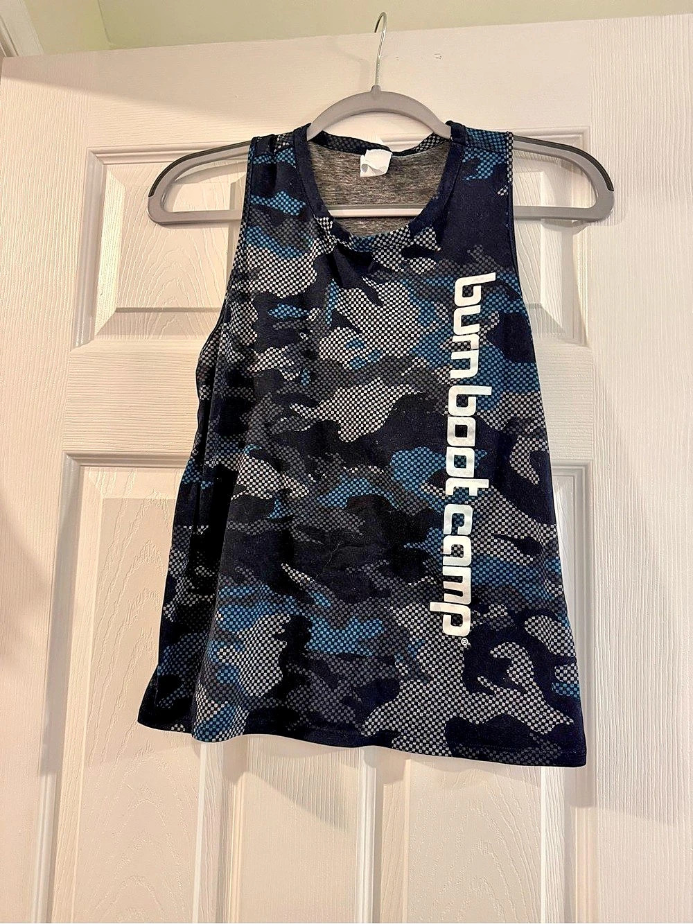 Burn Boot Camp Camo Athletic Tank Top in Black & Blue Size Small